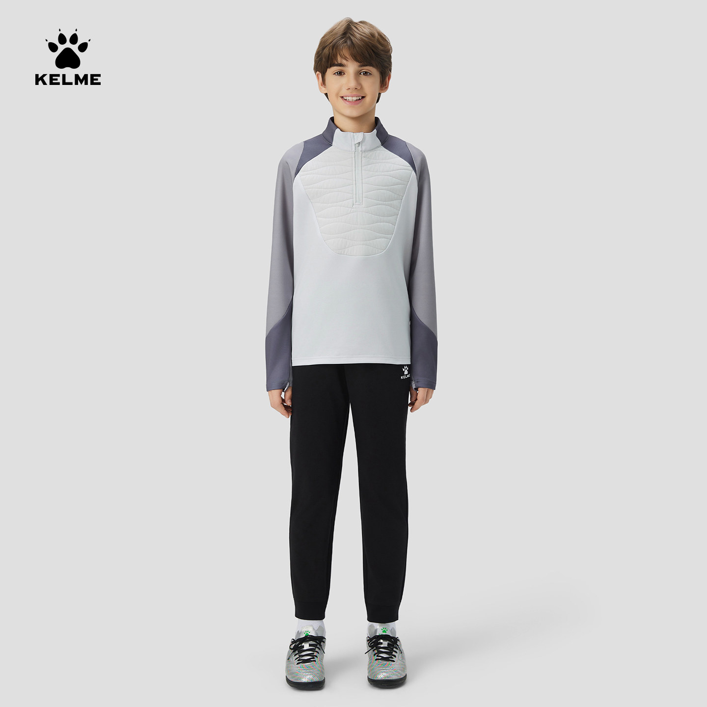 卡尔美男女儿童夹棉款足球训练服冬季半拉链卫衣跑步运动长袖T恤,淘宝优惠券,粉丝福利购,淘宝优惠卷
