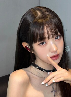 黑色十字架皮项炼女高级感小众choker项圈脖子颈带颈炼甜酷锁骨炼