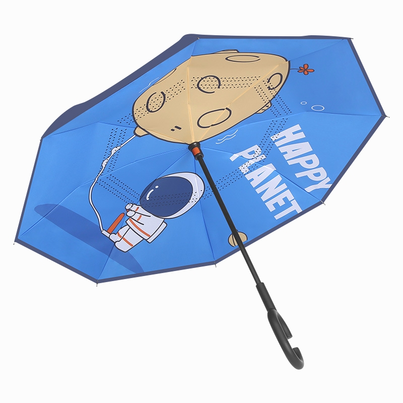 儿童雨伞小学生男女孩卡通动漫长柄伞双层反向伞幼儿园可爱晴雨伞 - 图3