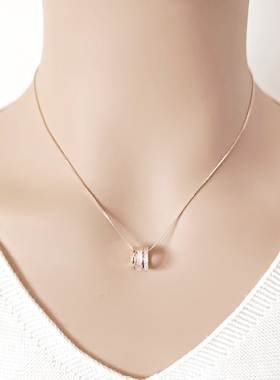 Chomel珍珠贝母永恒三环吊坠项链