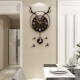 Nordic deer head wall clock for living room home light luxury hanging