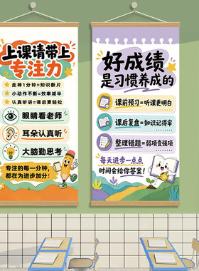 学习好习惯上课提示注意力挂画