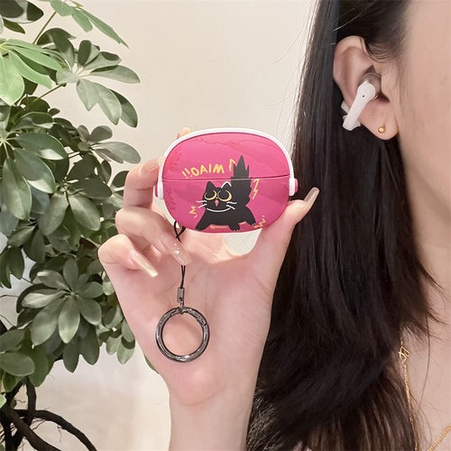 红底黑猫适用韶音e310耳机壳韶音动钛圈OpenDots ONE E310耳夹耳机保护套新品SHOKZ Opendots ONE外壳可爱 - 图2
