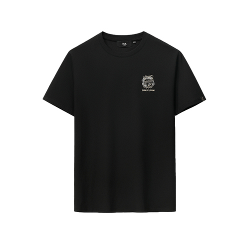 HLA海澜之家短袖T恤男士夏季新款舒适透气圆领大码黑色打底体恤