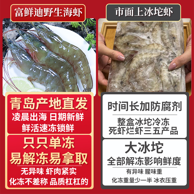 青岛鲜活大虾超大基围虾特大海虾速冻大青虾冷冻对虾虾类海鲜水产 - 图1