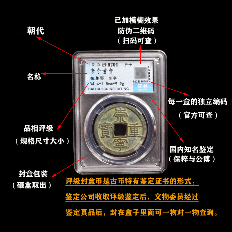 宋代崇宁重宝折十真品宋徽宗古钱币崇宁通宝古币鉴定盒子币-图0