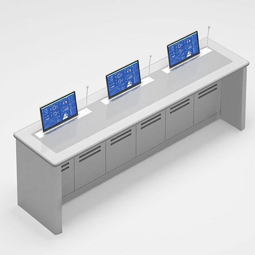 烤漆会议培训桌长条形桌会议台升降器显示屏条桌会议室简约培训桌 - 图1