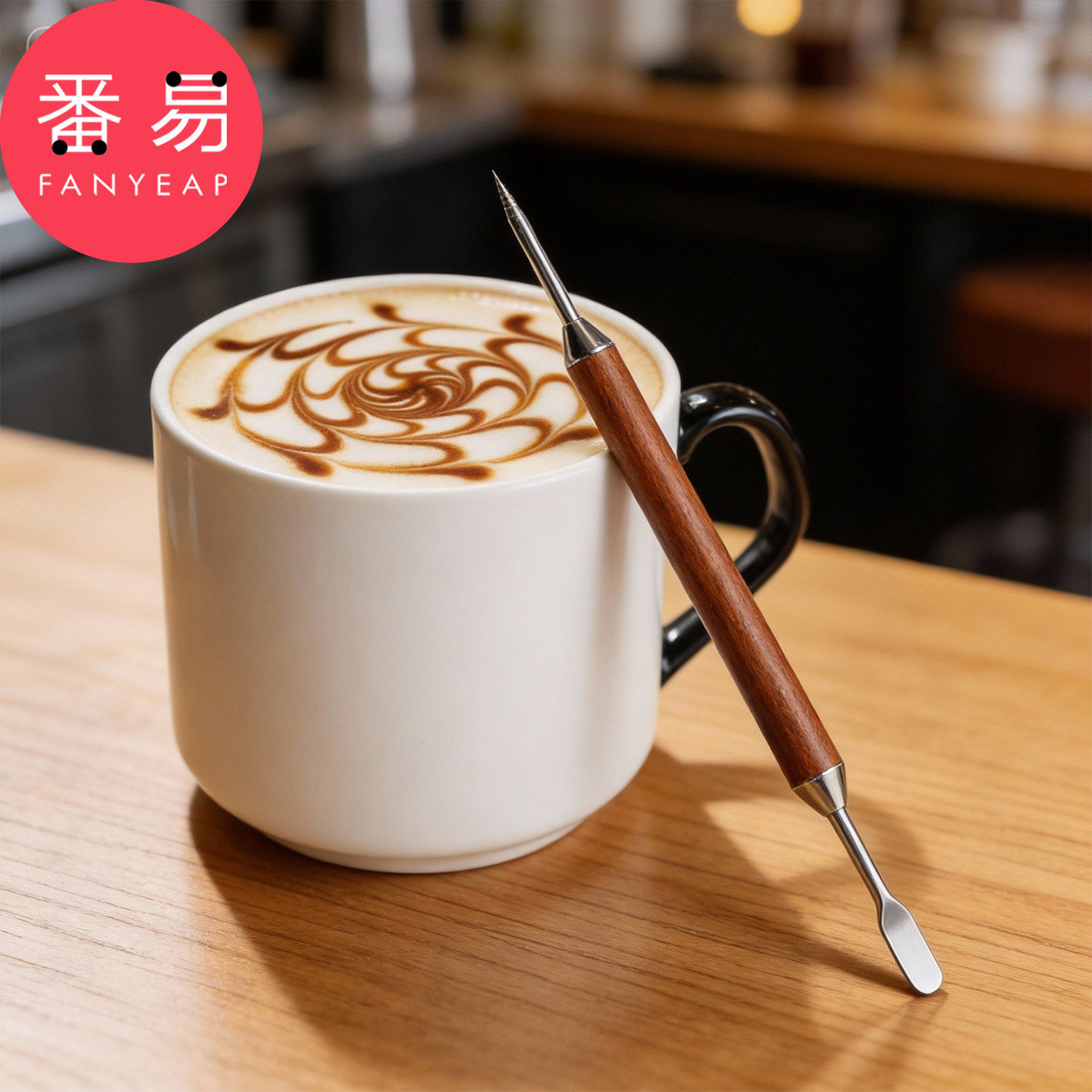 拉花针A1pq808-木柄咖啡拉花针拿铁咖啡钩花针花式咖啡拉花笔,淘宝优惠券,粉丝福利购,淘宝优惠卷