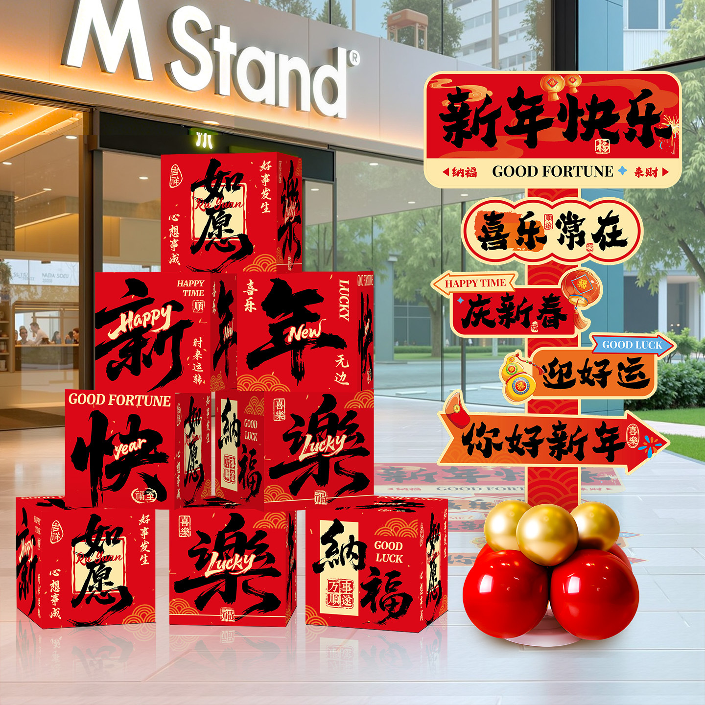 新年kt板路引2026马年新款春节打卡拍照摆件过年氛围场景布置装饰 - 图1