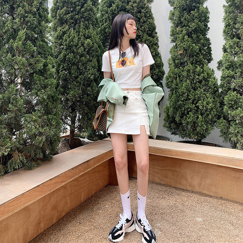 oroi弹力开叉牛仔2021夏包臀裙子 oroi半身裙