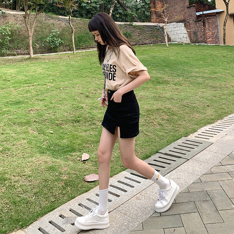 oroi弹力开叉牛仔2021夏包臀裙子 oroi半身裙