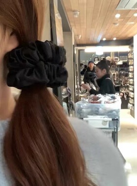 Raffia纯色褶皱缎面大肠发圈高弹力品质简约净版扎头绳发量多气质