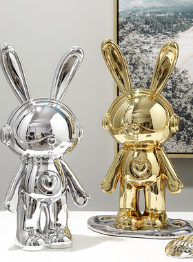 轻奢电镀a兔子摆件客厅电视柜酒柜家居装饰品玄关高级感软装工艺