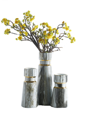 灰色大理石纹陶瓷直筒软装饰品