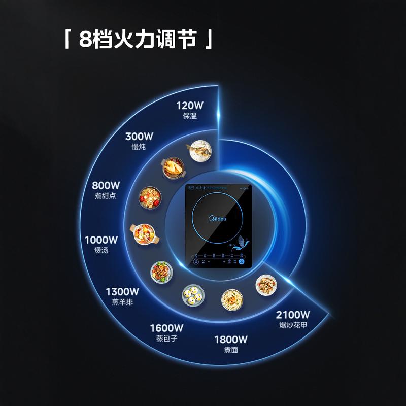 美的电磁炉家用智能新款大功率电池炉爆炒宿舍火锅一体多功能防水