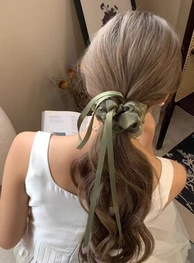甜美绿色网纱飘带仙女发圈