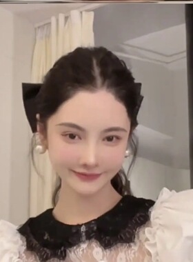 mona同款黑色蝴蝶结复古少女发夹