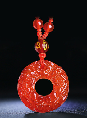 天然黄玉髓双貔貅吊坠男女招财