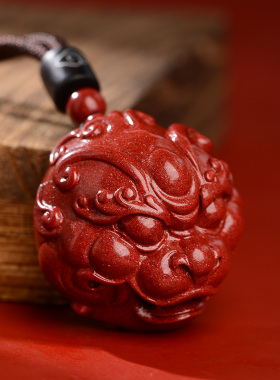 保真朱砂貔貅吊坠男款女护身符项链皮丘招财情侣霸王貔恘挂件礼物