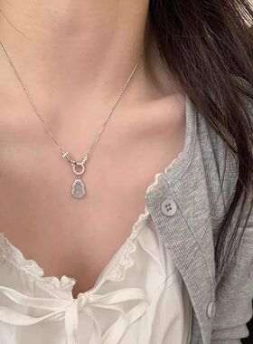 2025新款新中式仿白玉髓葫芦项链轻奢小众气质高级感锁骨链送女友