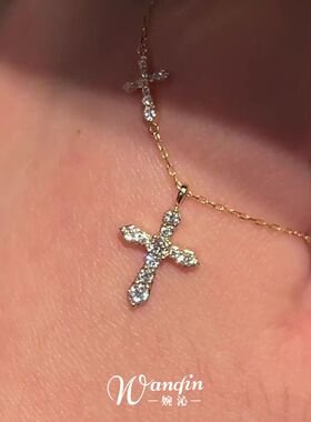 「银辉圣序」闪钻十字架项链2025新款韩系精致简约日常百搭锁骨链