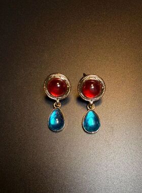 Vintage 古着「Crimson & Azure」耳钉 耳夹