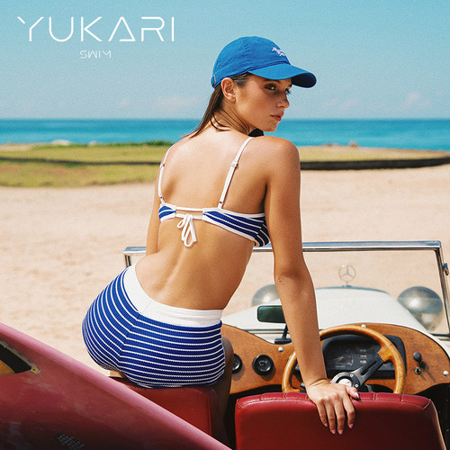 Yukari swim旗舰店分体泳衣女海军蓝温泉度假休闲性感新款比基尼 - 图1