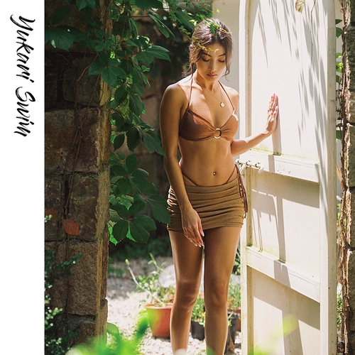 Купальник, мини-юбка, пляжное защитное белье, юбка