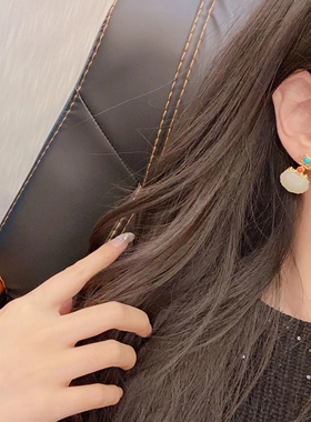 钱袋耳钉如意白玉小锁绿松石南红