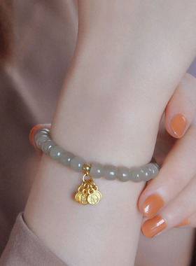 一生之环平安喜乐仿和田碧玉手链