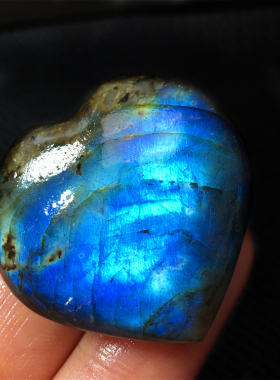 天然拉长石爱心原石吊坠挂件饰品