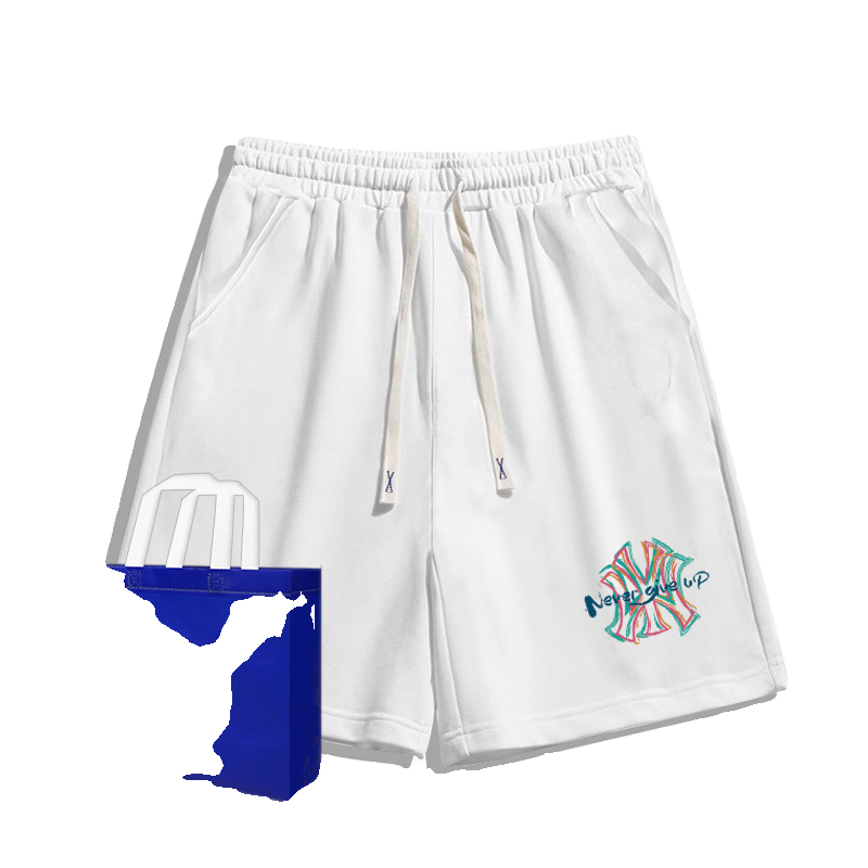 NYLPA潮牌白色休闲运动短裤男女奥特莱斯美式复古宽松印花五分裤,淘宝优惠券,粉丝福利购,淘宝优惠卷