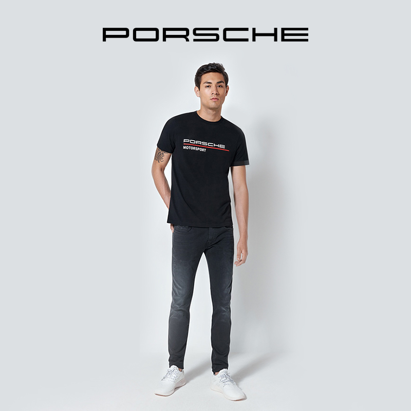 【官方正品】Porsche 保时捷 赛车车迷系列 男式T恤 黑色圆领 - 图1