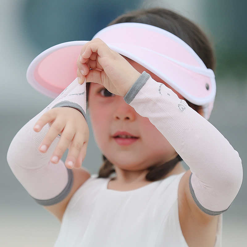 近江小熊儿童防晒袖套冰丝男女童2024夏季手套防紫外线护臂套