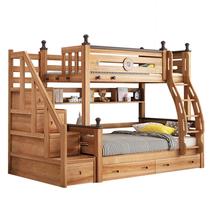 Full solid wood upper bunk bed Twin Beds Goose Palm Wood High Box Bed Children Bed Two Floors High And Low Bed Primary And Secondary Beds Bunk Bed Up And Down