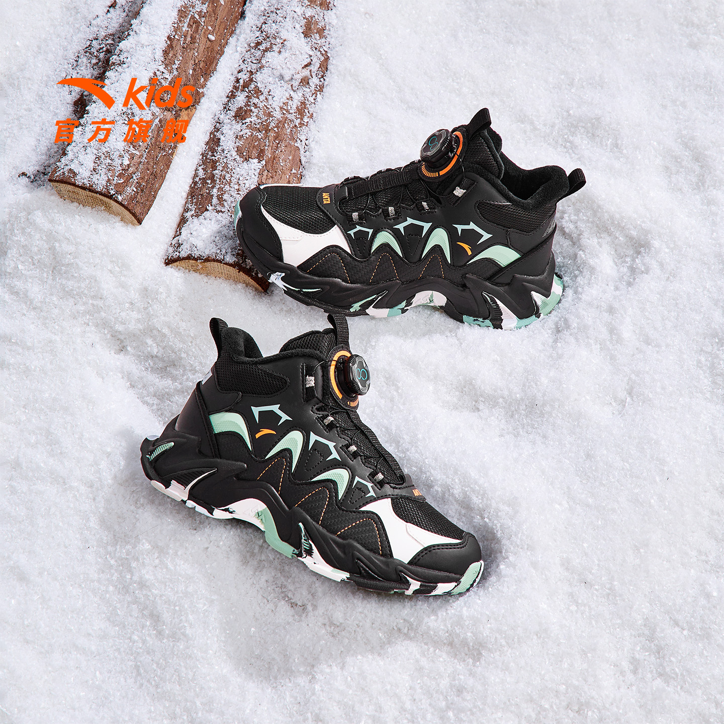 安踏儿童男大童棉鞋25冬新款保暖防滑耐磨儿童二棉棉鞋户外运动鞋 - 图0