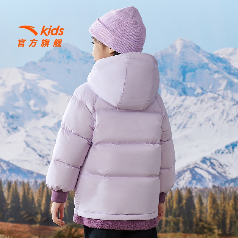 安踏儿童羽绒服女童羽绒服中长款外套加厚保暖上衣 - 图2