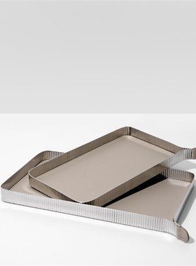 速发简约轻奢不茶锈镜面托盘果盘样板房售楼处客厅钢几装饰品摆件