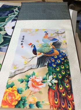 速发卷幅山水横轴挂画酒店装饰画品关挂画壁画已装裱丝绸礼玄丝绸