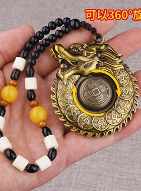 速发龙牌意坠十二生肖手铜实心掌财龙黄把件转转复古男士创吊礼品