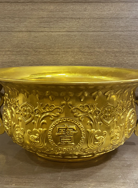 速发全铜聚号盆摆件纯铜大小家宝用香炉办公室书房工艺饰品