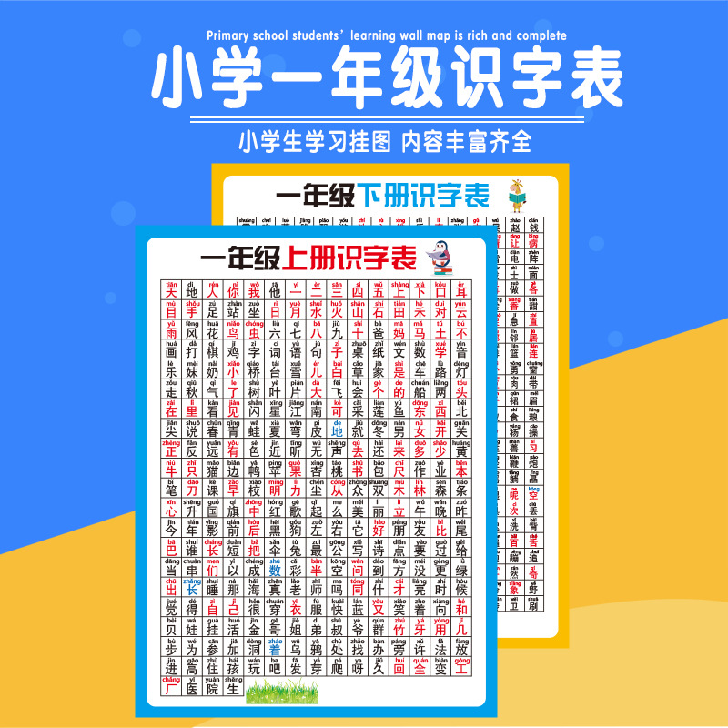 抖音同款小学儿童学习挂图全套拼音字母乘除加减法口诀表学习神器 - 图1