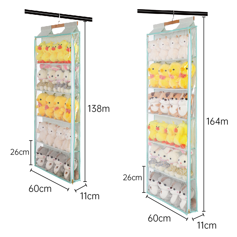 娃娃布偶门后收纳挂袋毛绒公仔墙壁挂展示柜包包整理神器透明防尘
