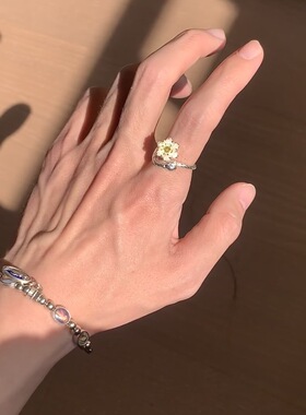 日韩版小清新花朵戒指女简约个性甜美金色荷花戒指莲花开口指环