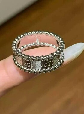 小众设计圆珠英文戒指女极简冷淡风百搭时尚高级感潮流复古极简