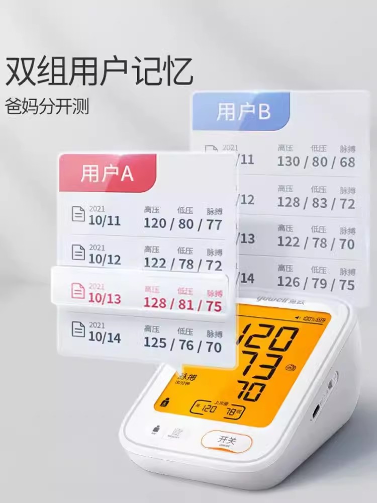 鱼跃电子血压计YE680AR家用老人上臂式血压测量仪高精准医用准度