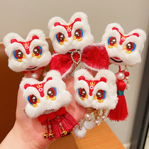 New Year Children Wake Lions Head Decorated With Ancient Wind Hanfu Hair Clip Baby Festive to Celebrate Girl Dragons Year of the Year Card