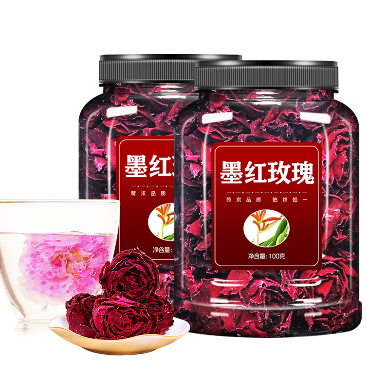 云南墨红玫瑰花茶干玫瑰花冠旗舰店正品平阴非特级干花泡茶泡水