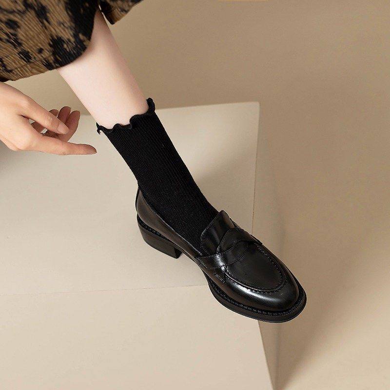 英伦风复古一脚蹬乐福鞋女2026年新款通勤百搭小皮鞋圆头粗跟单鞋,淘宝优惠券,粉丝福利购,淘宝优惠卷