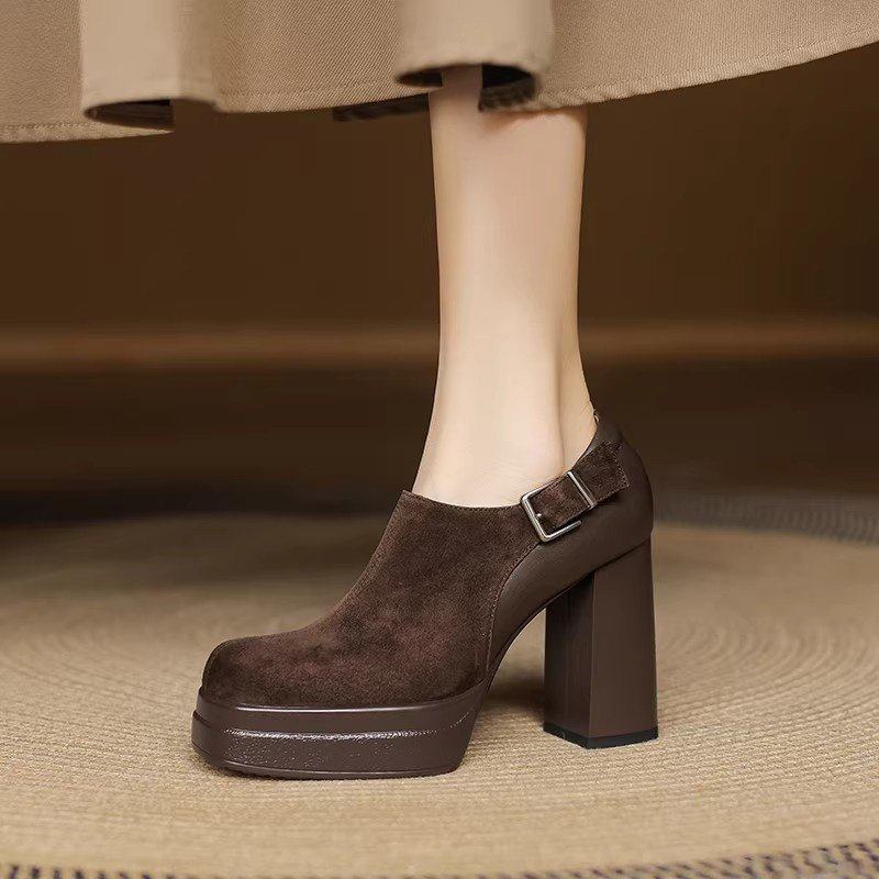 10cm超高跟防水台单鞋女2026软皮粗跟厚底增高显瘦百搭深口高跟鞋,淘宝优惠券,粉丝福利购,淘宝优惠卷